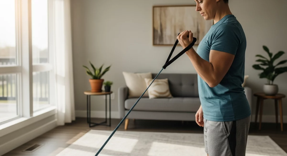 Exercices élastique maison : 15 mouvements pour se muscler efficacement Photos par Gemini