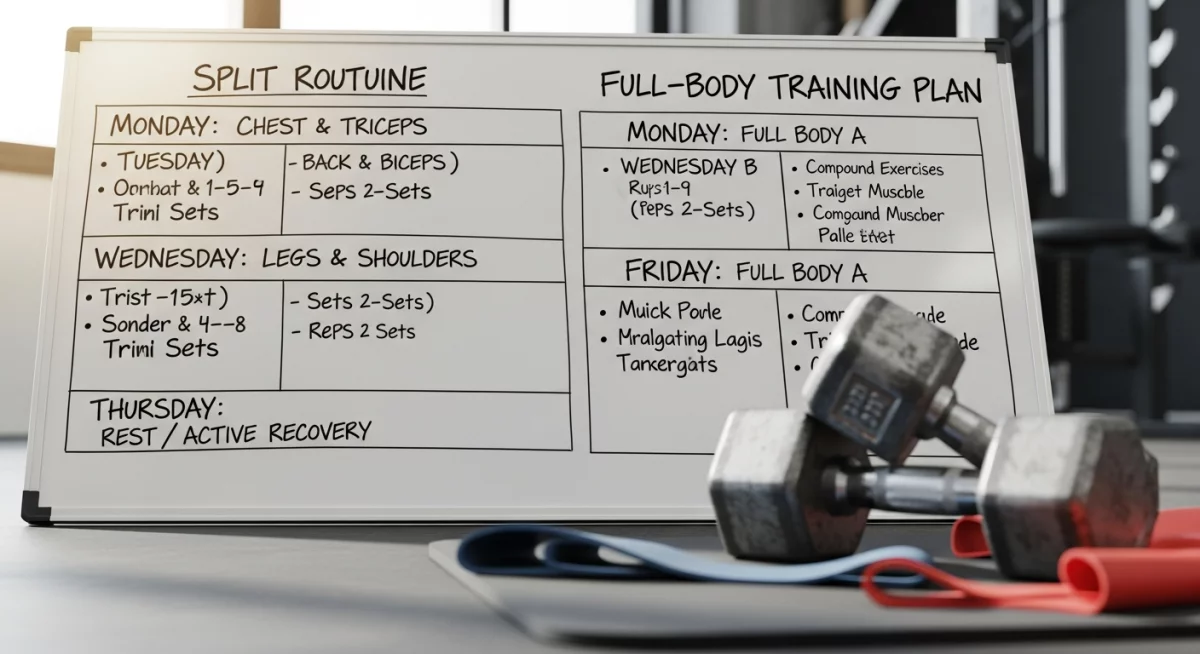 Comparaison visuelle entre entraînement Split et Full Body en musculation