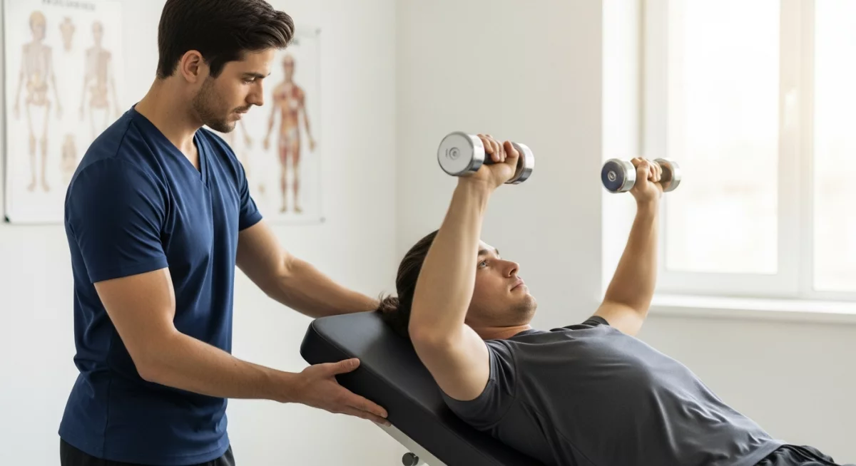 Démonstration de la technique correcte du développé militaire avec positionnement optimal des omoplates