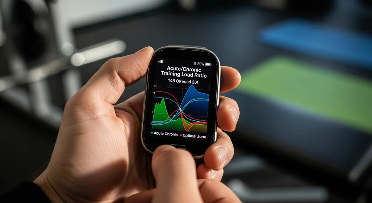 Athlète consultant un carnet d'entraînement avec moniteur de fréquence cardiaque